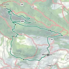 Mappa escursionistica del Monte Calisio con sentieri segnati, dislivelli e località come Villamagna e Chiogna.